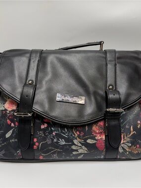 House of Flynn Floral Accent Black Satchel
